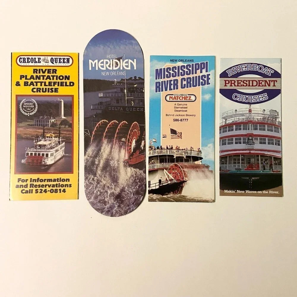 Vintage Lot of 4 New Orleans Brochures Hotel Meridian River Cruise Pamphlets